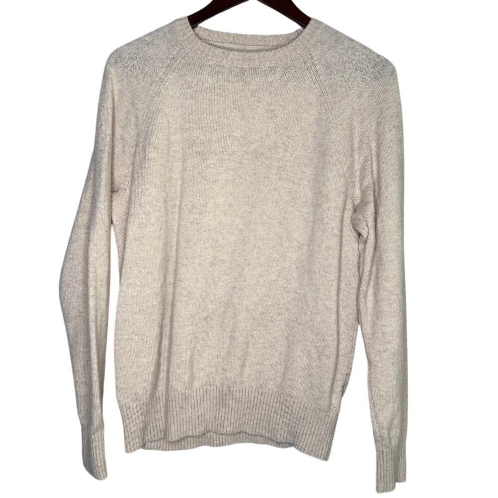 J.Crew Men's Lamb's Wool Crewneck Long Sleeve Pullover Sweater Rib Hems M Beige